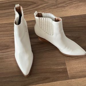 White leather booties